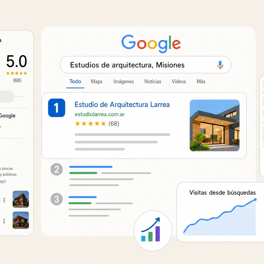 Panel de resultados de búsqueda de Google con anuncios y posiciones destacadas